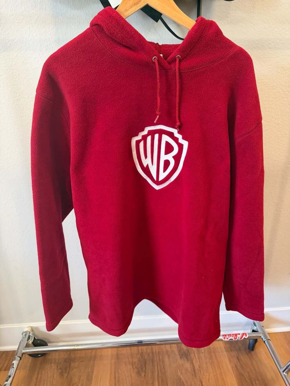 Vintage Warner Bros. Studio Store Red Fleece Pullover Hoodie